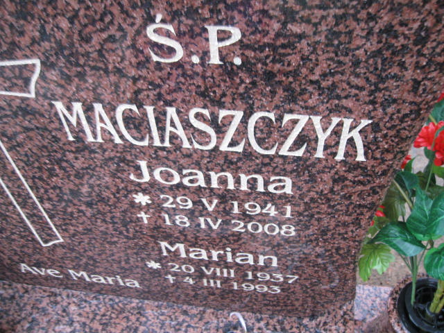 Joanna Maciaszczyk 1941 Rzeczenica - Grobonet - Wyszukiwarka osób pochowanych